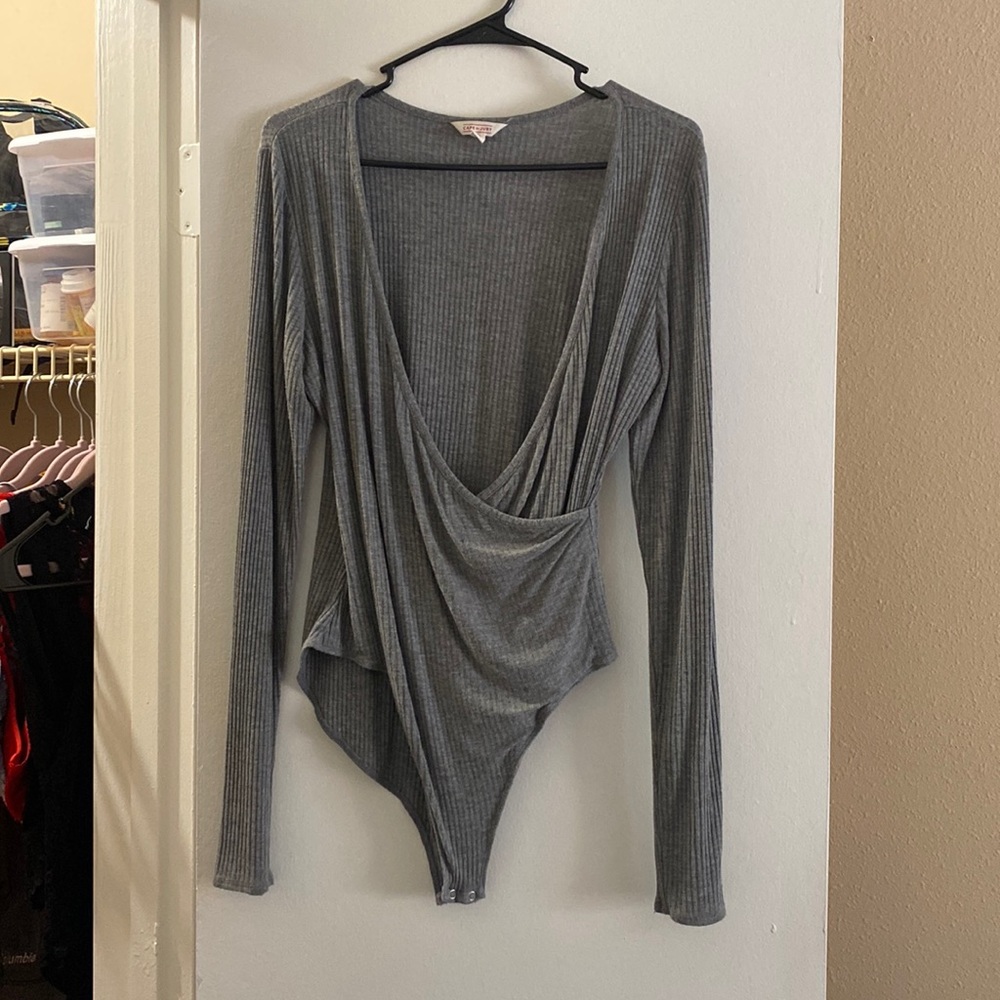 Long sleeve cross over body suit